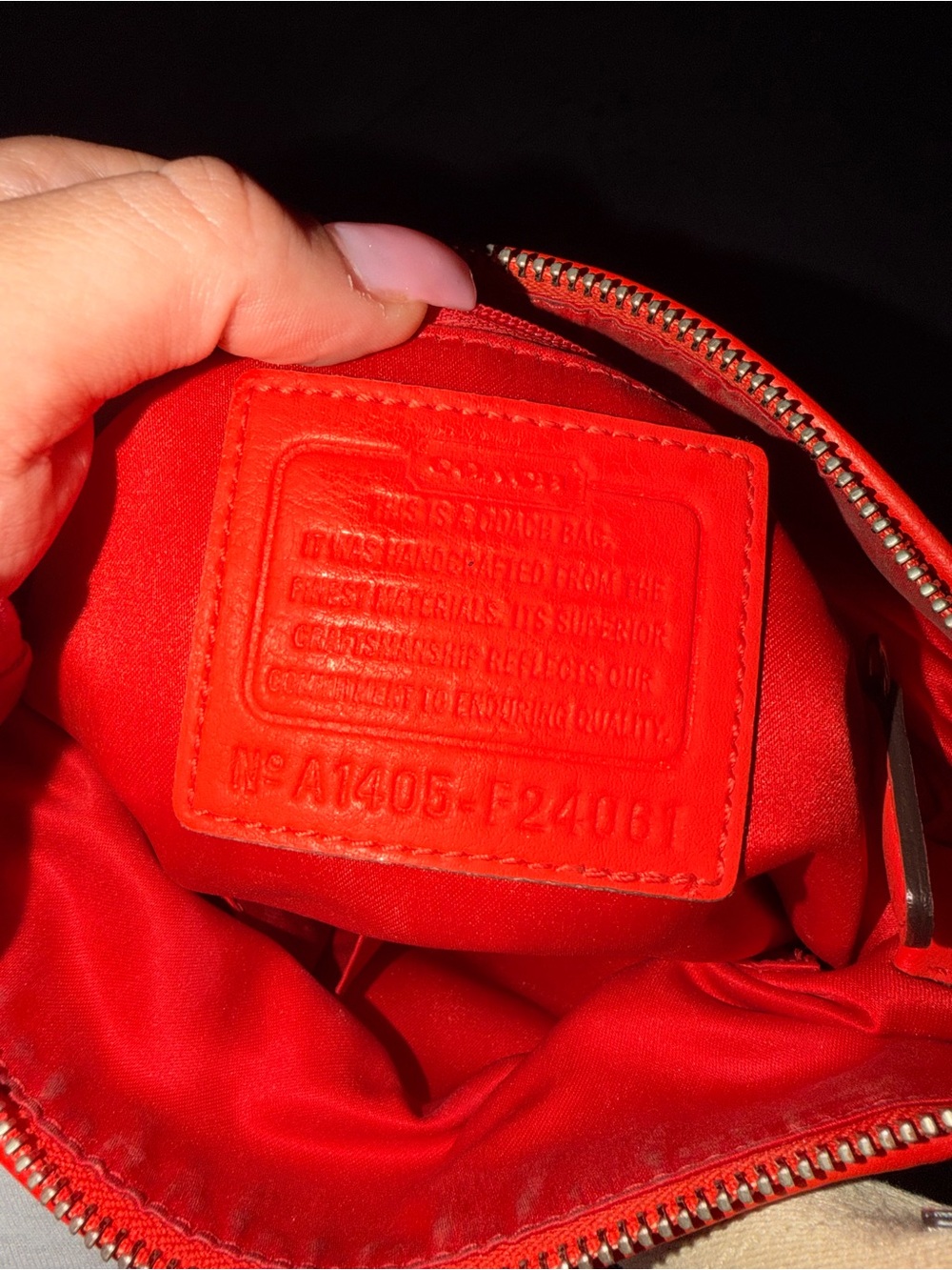 Coach Signature Canvas Crossbody in Tan with Red Trim - Picture 3 of 4